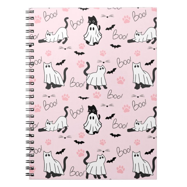 Carnet Chats fantômes mignons Halloween (Devant)