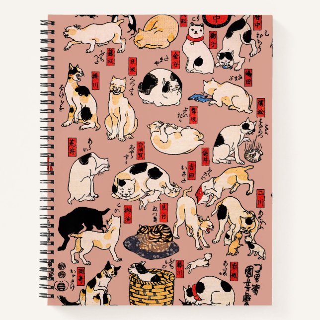 Carnet chats japonais Ukiyo-e Funny kitty (Devant)