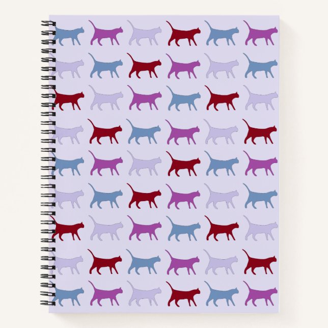 Carnet Chats mignons illustrés marchant violet Motif (Devant)