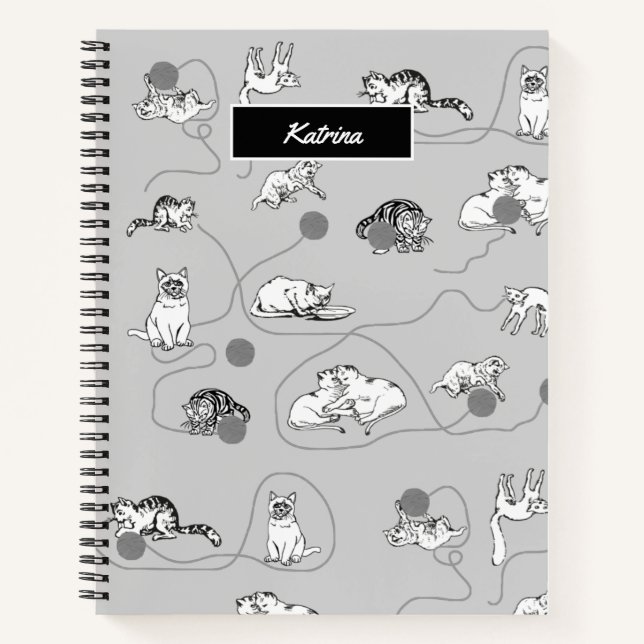 Carnet Chats mignons Jouer et être Motif coquin (Devant)