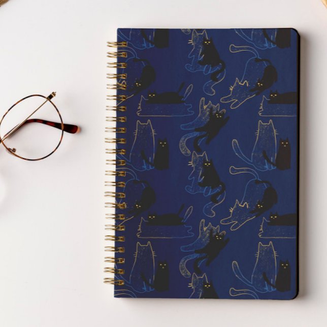 Carnet Chats noirs de minuit – motif minimal moderne (Créateur téléchargé)