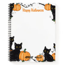 Chats noirs et Citrouille Happy Halloween