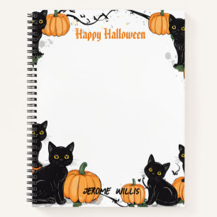 Carnet Chats noirs et Citrouille Happy Halloween