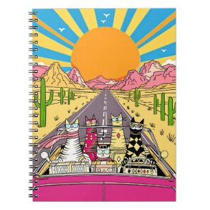 Carnet Chats Rétro en Vacances Prennent la Route