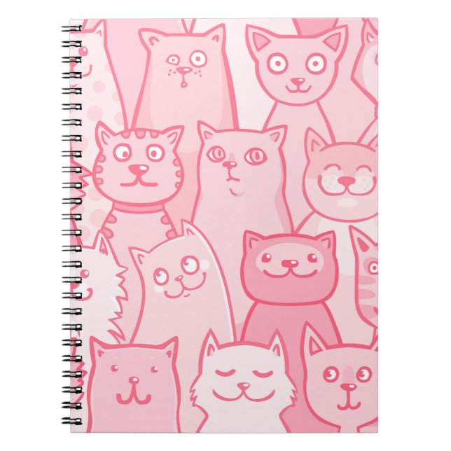 Carnet Chats Roses, Motif Adorable Sans Seamless. (Devant)