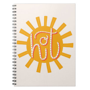 Carnet Chaud. Drôle mignon soleil jaune. Typographie de S