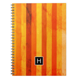 Carnet Chaud Patiné Orange Rouge rayures Monogramme