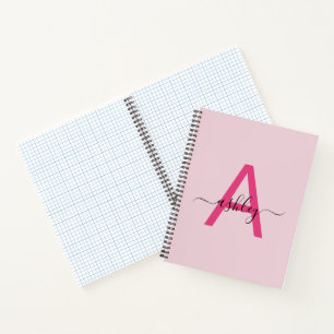 Carnet Chaud rose Monogramme fille de retour à l'école