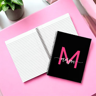 Carnet Chaud rose noir Monogramme fille de retour à l'éco
