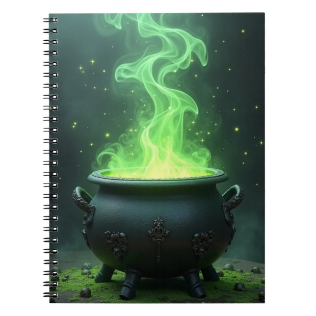 Carnet Chaudière de sorcière Magie Lumière Verte Épouvant (Devant)