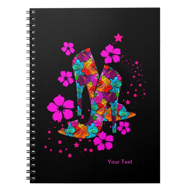 Carnet Chaussures à talons hauts d'été Fleurs rose chaud (Devant)