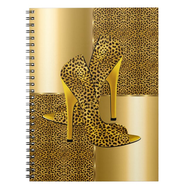 Carnet Chaussures à talons hauts élégantes en léopard dor (Devant)