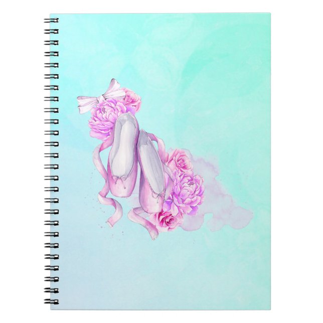 Carnet Chaussures de ballet en aquarelle rose avec des pi (Devant)