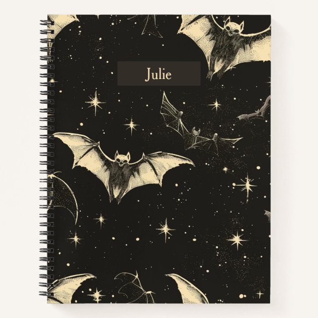 Carnet Chauves-souris et étoiles Design motif (Devant)