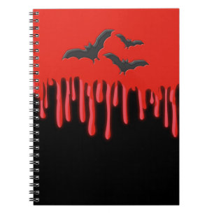 Carnet Chauves-souris gothiques et Halloween sang rouge d