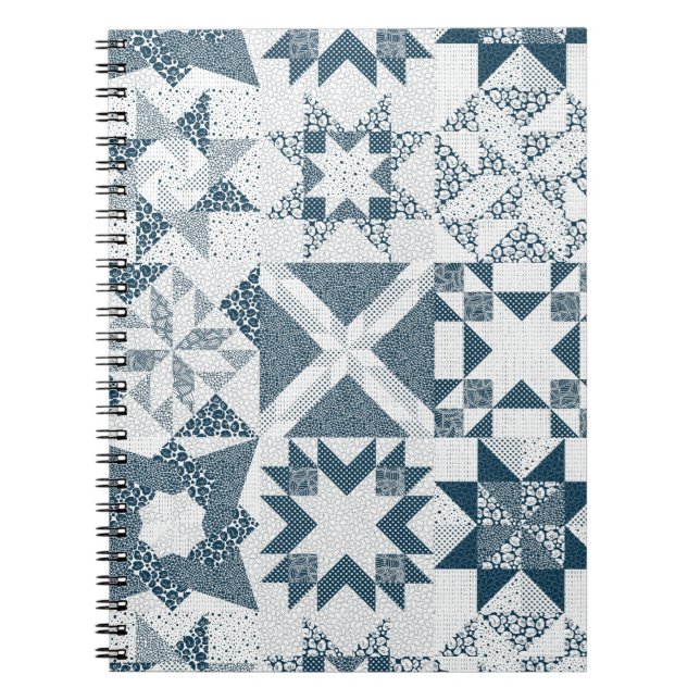Carnet Cheater Traditionnel Patchwork Stars Quilt Blue (Devant)