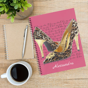 Carnet Cheetah Heels Fancy Chaussures Or Rose