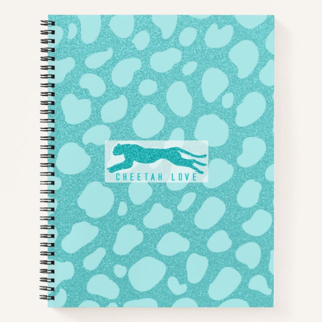 Carnet Cheetah Love - Parties scintillant turquoise Simul (Devant)