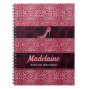 Carnet Cheetah rose pour l'écrivain avec nom