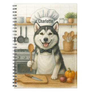 Carnet Chef Chien Husky Sibérien Drôle Nom Personnalisé
