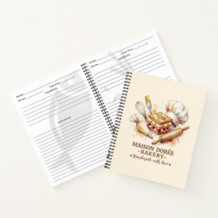 Carnet Chef Pâtissier Aquarelle Or Boulangerie Traiteur