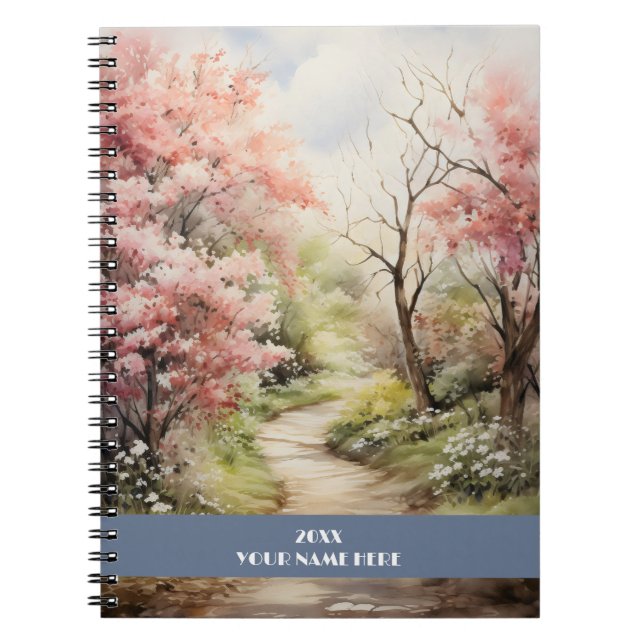 Carnet Chemin calme à travers la forêt rose (Devant)
