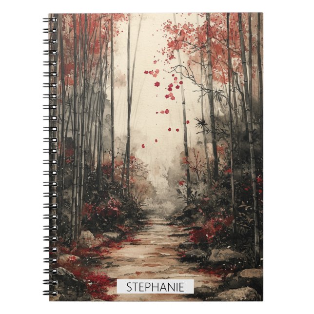Carnet Chemin de bambou d'automne lavis à l'encre (Devant)