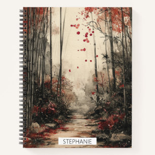 Carnet Chemin de bambou d'automne lavis à l'encre