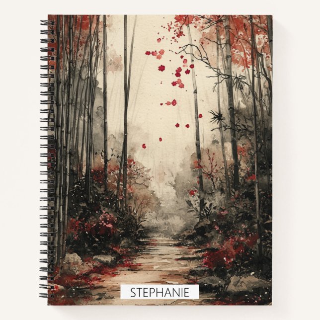 Carnet Chemin de bambou d'automne lavis à l'encre (Devant)