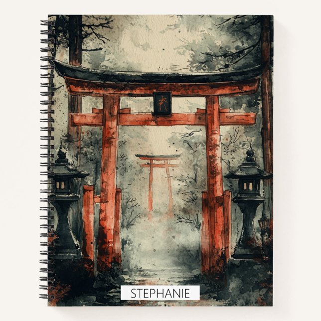 Carnet Chemin Torii Brumeux Aquarelle (Devant)