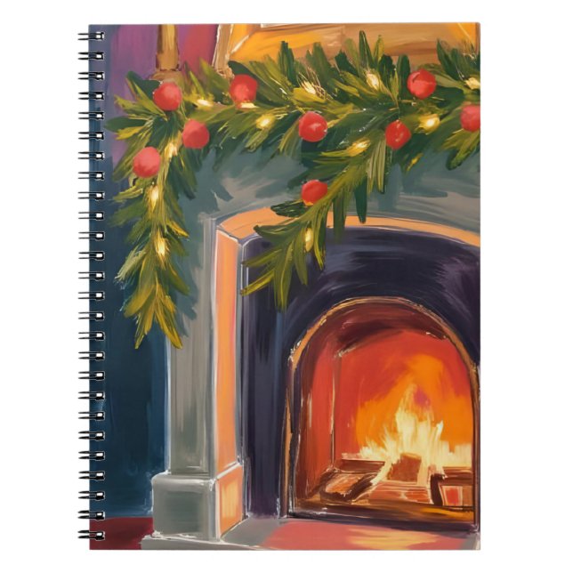 Carnet Cheminée de vacances | Peinture de guirlande de No (Devant)