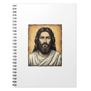 Carnet Chemise à motif de portrait religieux gravé vintag