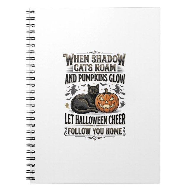Carnet Chemise de chat noir Halloween Gravure de citrouil (Devant)