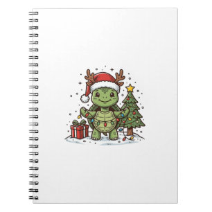Carnet Chemise de conception de tortue de Noël mignonne g
