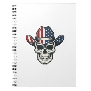 Carnet Chemise de crâne de cowboy patriotique gravure vin
