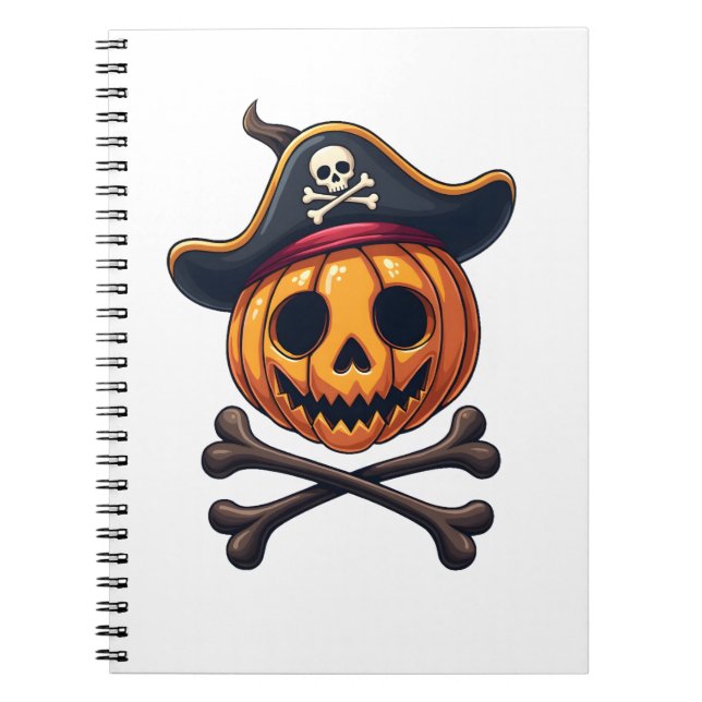 Carnet Chemise de crâne de Pirate de citrouille Halloween (Devant)