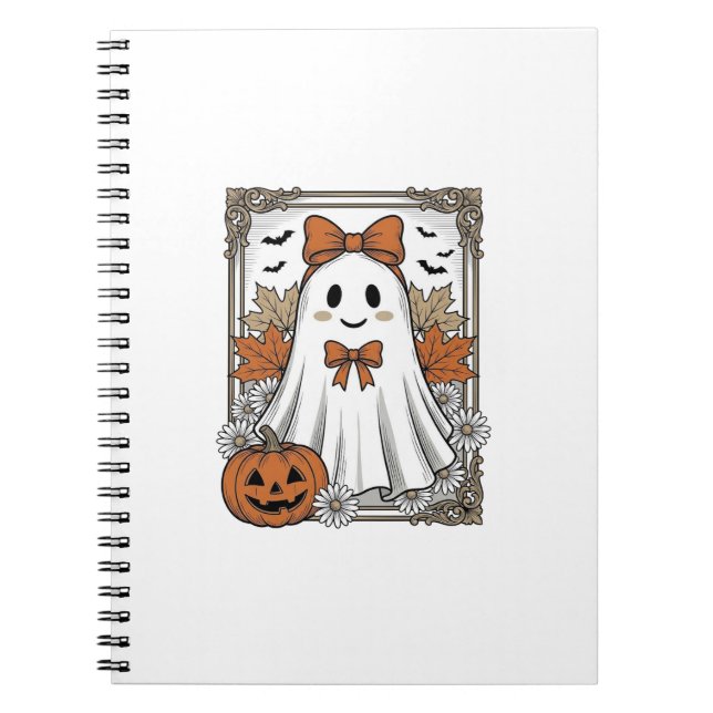 Carnet Chemise de fantôme Halloween mignonne gravure vint (Devant)