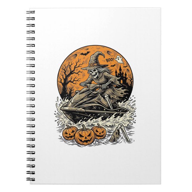 Carnet Chemise de jet ski Halloween sorcière squelette vi (Devant)