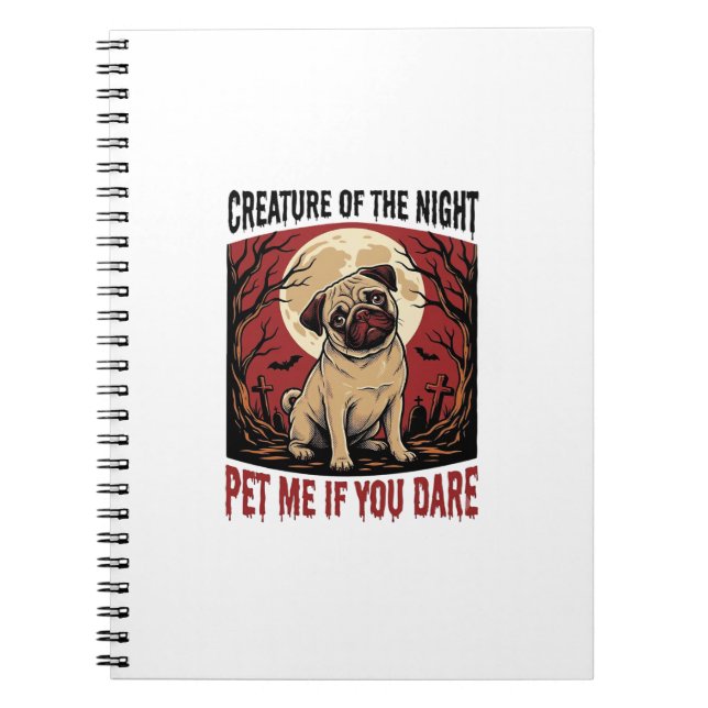 Carnet Chemise de pug Halloween avec cimetière effrayant  (Devant)