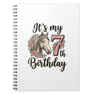 Carnet Chemise Fille 7ème Anniversaire Cheval Floral Vint