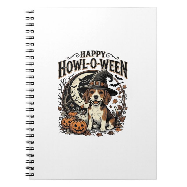 Carnet Chemise Halloween Chapeau De Sorcière Beagle Joyeu (Devant)