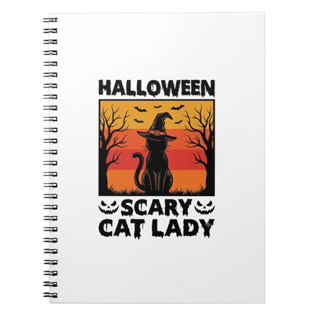 Carnet Chemise Halloween Dame de chat effrayant Gravure V (Devant)