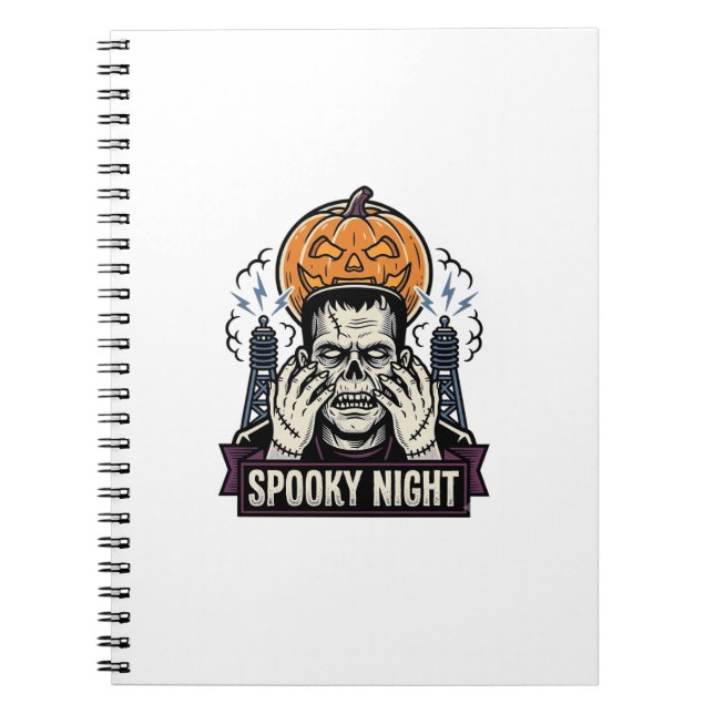 Carnet Chemise Halloween Monstre avec Gravure de Lune de  (Devant)