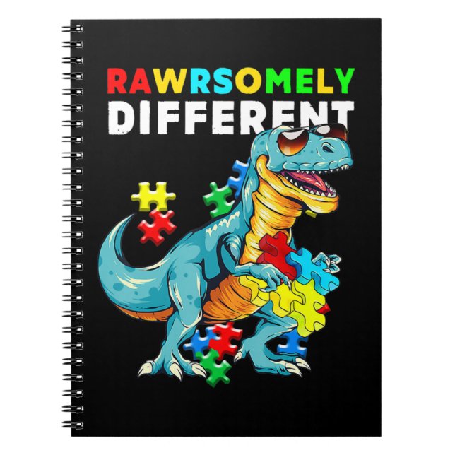 Carnet Chemise Rawrsomement Différent Dinosaur Dino Autis (Devant)