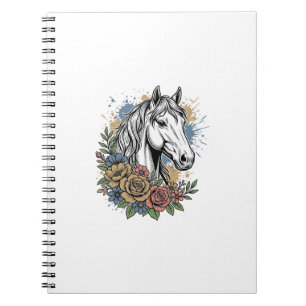 Carnet Chemise vectorielle de conception de cheval floral