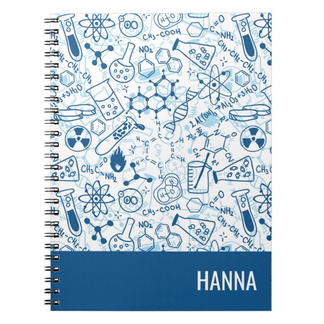 Carnet Chemistry Doodle Pattern Personalized Name (Devant)