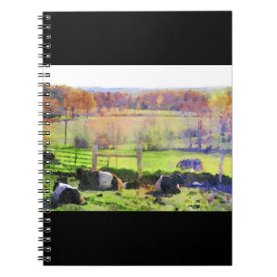 Carnet Cheptel de vaches galloway reposant peinture à l'a