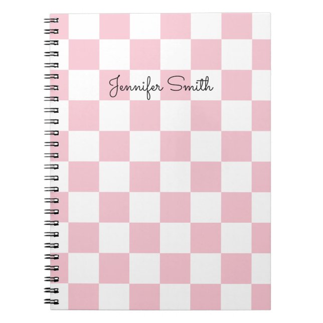 Carnet Chèque Pastel moderne rose et blanc (Devant)
