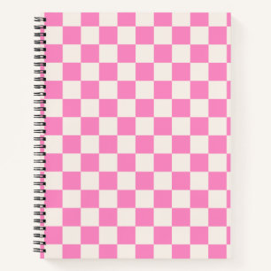 Carnet Chèque rose, Motif en damier, À damiers
