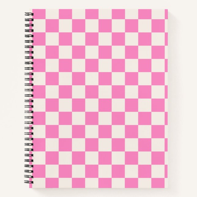 Carnet Chèque rose, Motif en damier, À damiers (Devant)
